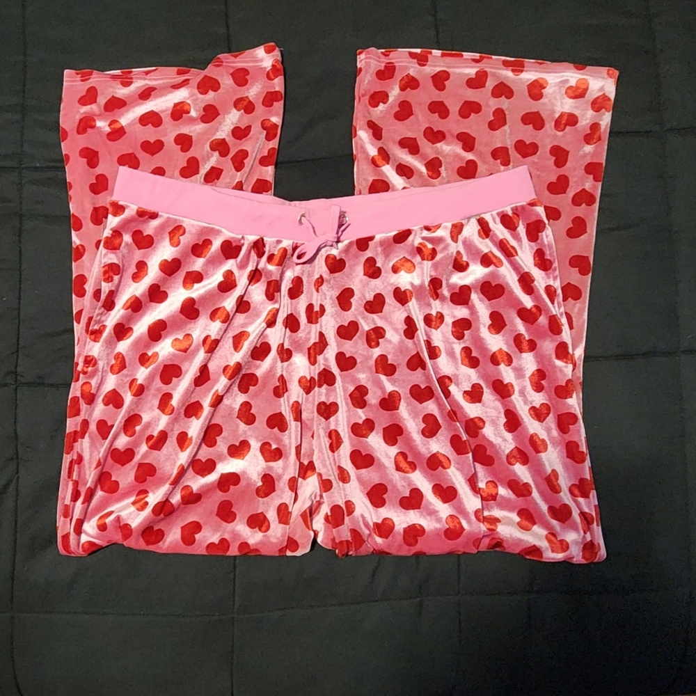 pink barbie heart velour track pants